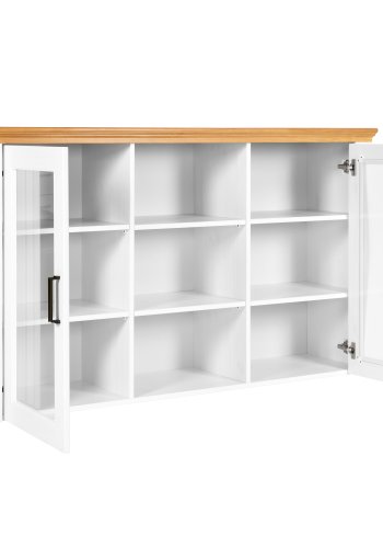 NORDIC LIVING COLLECTION Maluno vitrineskap med 2 d�rer og hyller laget av heltre, hvitlakkert