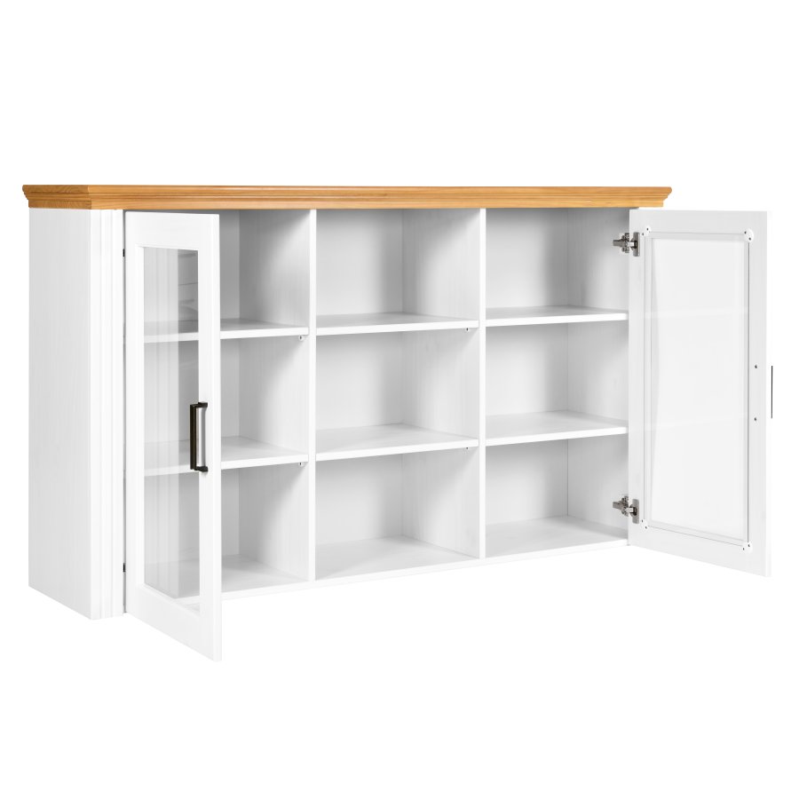 NORDIC LIVING COLLECTION Maluno vitrineskap med 2 d�rer og hyller laget av heltre, hvitlakkert