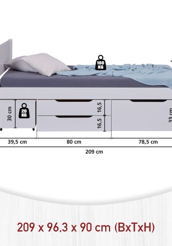 NORDIC LIVING COLLECTION 1 skuff, 2 skuffer, laget av heltre furu