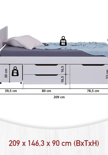 NORDIC LIVING COLLECTION 1 skuff, 2 skuffer, laget av heltre furu