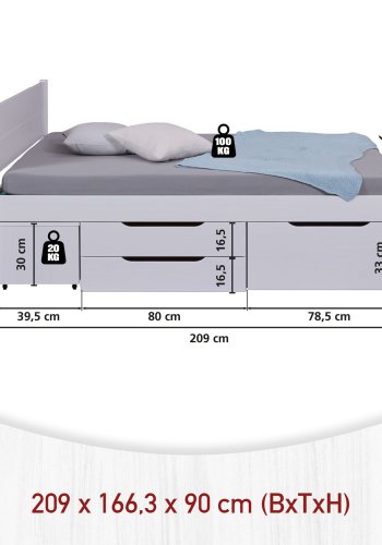 NORDIC LIVING COLLECTION 2 skuffer, 4 skuffer, laget av heltre furu