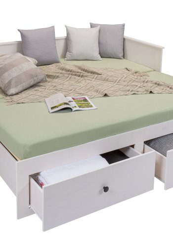 NORDIC LIVING COLLECTION Palino utdragbar s�ng 90x200 cm vit inkl. ribbotten med 2-i-1 utdragbar liggyta, tillverkad av h�llbart massivt tr� och med 2 l�dor