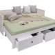 NORDIC LIVING COLLECTION Palino utdragbar s&auml;ng 90x200 cm vit inkl. ribbotten med 2-i-1 utdragbar liggyta, tillverkad av h�llbart massivt tr&auml; och med 2 l�dor