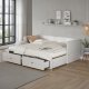 NORDIC LIVING COLLECTION Palino utdragbar s&auml;ng 90x200 cm vit inkl. ribbotten med 2-i-1 utdragbar liggyta, tillverkad av h�llbart massivt tr&auml; och med 2 l�dor