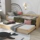 NORDIC LIVING COLLECTION Funksjonsseng LEONIE '23 90x200 cm laget av heltre i naturlakk med heltre lamellbunn og ekstra soveplass