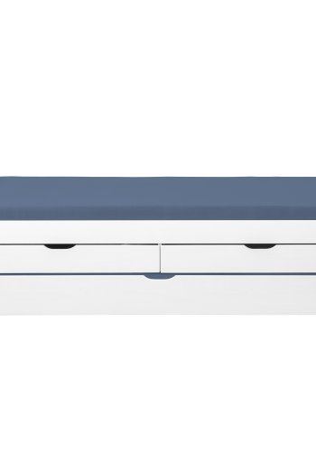 NORDIC LIVING COLLECTION Funktionell s&auml;ng i massivt tr&auml; i vitt med 2 l�dor och en utdragbar liggyta.