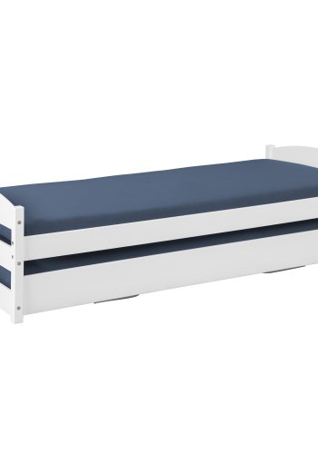 NORDIC LIVING COLLECTION 2-i-1-s&auml;ng i massivt tr&auml; med utdragbar l�da och g&auml;sts&auml;ngsfunktion: dubbels&auml;ng i samma h&ouml;jd inklusive ribbotten