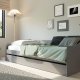 NORDIC LIVING COLLECTION Funktionss&auml;ng LEONIE '23 90x200 cm tillverkad av massivt tr&auml; i gr� lack med massiv tr&auml;botten och extra sovyta