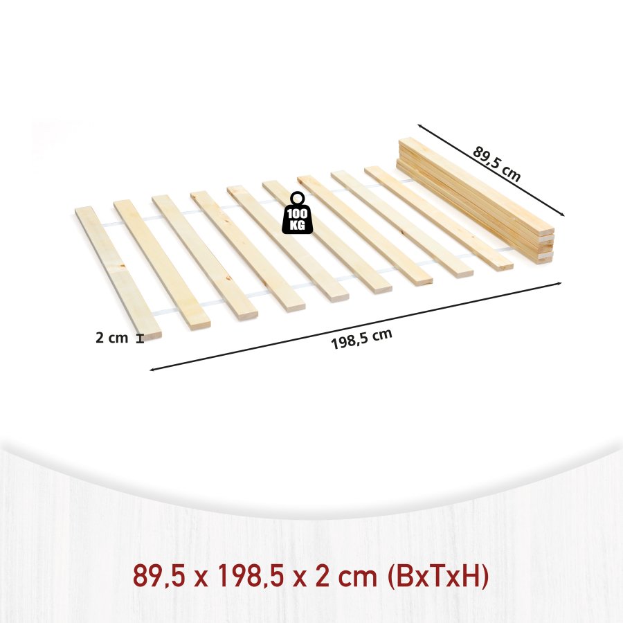 NORDIC LIVING COLLECTION Upprullbar ribbotten f&ouml;r s&auml;ngar med en liggyta p� 90x200 cm.