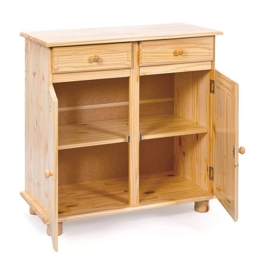 NORDIC LIVING COLLECTION Pamina sk&auml;nk med 2 d&ouml;rrar och 2 l�dor, f&auml;rgl&ouml;s