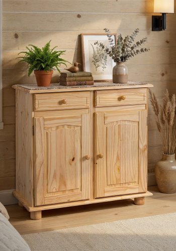 NORDIC LIVING COLLECTION Pamina sk&auml;nk med 2 d&ouml;rrar och 2 l�dor, f&auml;rgl&ouml;s