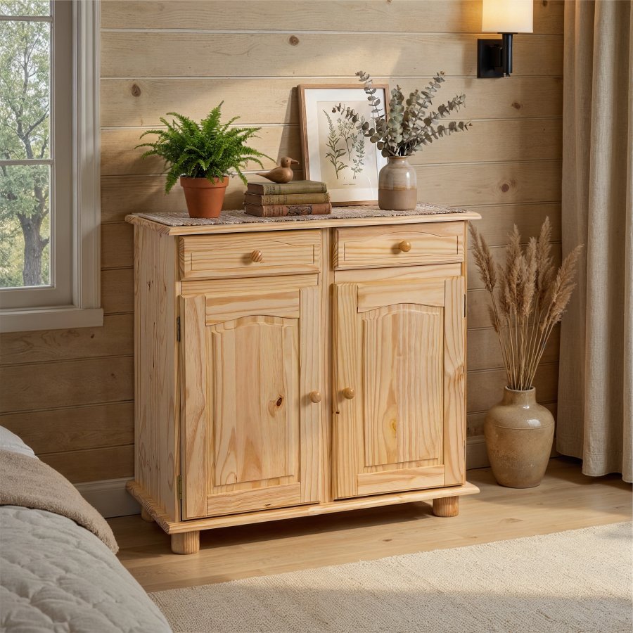 NORDIC LIVING COLLECTION Pamina sk&auml;nk med 2 d&ouml;rrar och 2 l�dor, f&auml;rgl&ouml;s