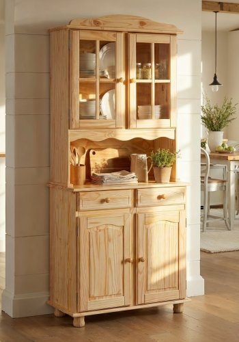 NORDIC LIVING COLLECTION Vitrineskap med 2 d�rer i Alicante-furu, fargel�s