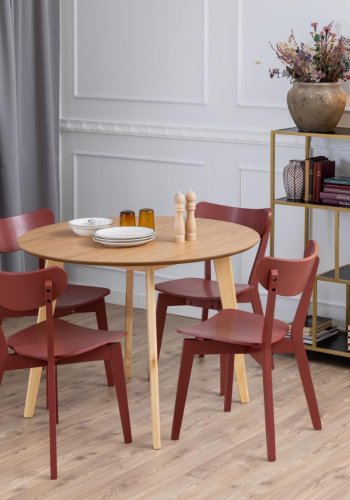 ACT NORDIC Roxby spisebord, rund - natur egefiner og gummitr (105)