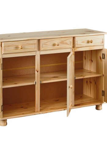 NORDIC LIVING COLLECTION Massivt tr&auml;sk&auml;nk tillverkad av furu med 3 l�dor och 3 d&ouml;rrar