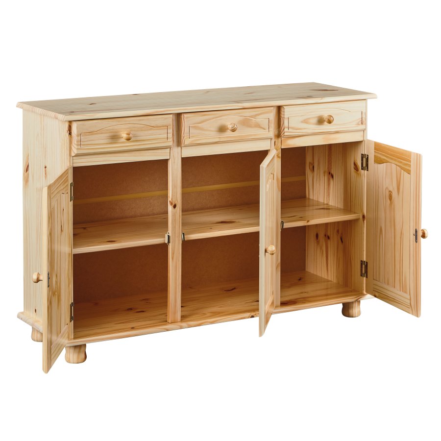 NORDIC LIVING COLLECTION Massivt tr&auml;sk&auml;nk tillverkad av furu med 3 l�dor och 3 d&ouml;rrar