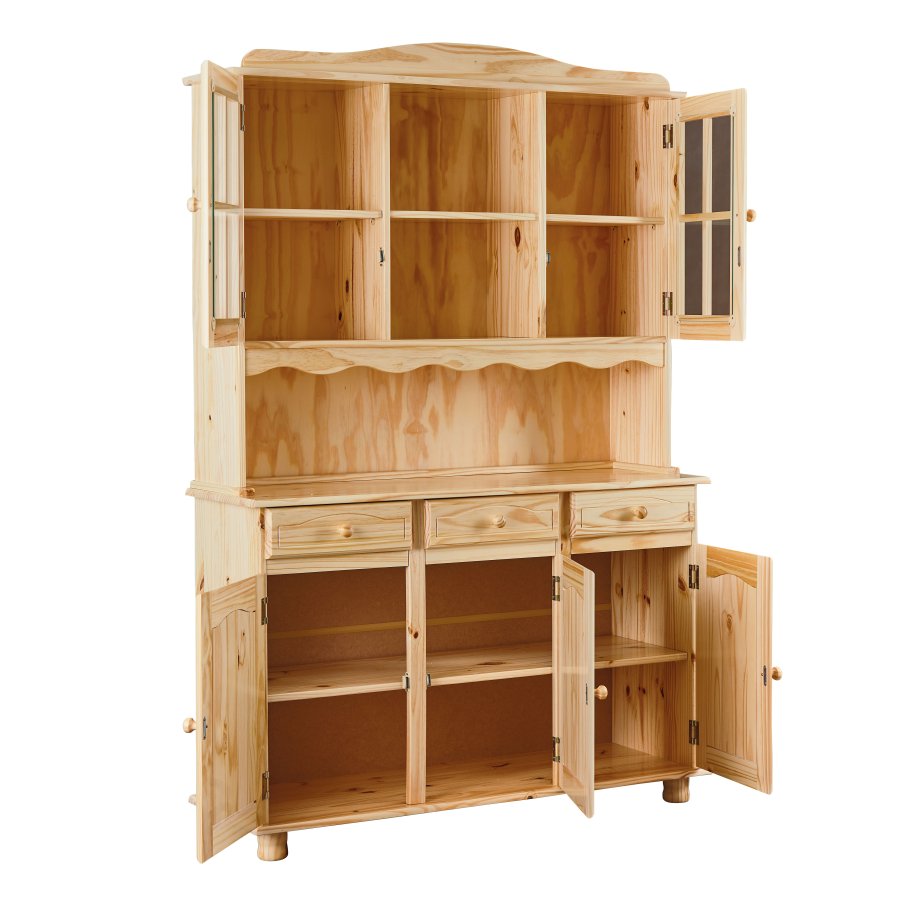 NORDIC LIVING COLLECTION Toscana vitrineskap med 3 skuffer og 5 hyller bak 5 d�rer