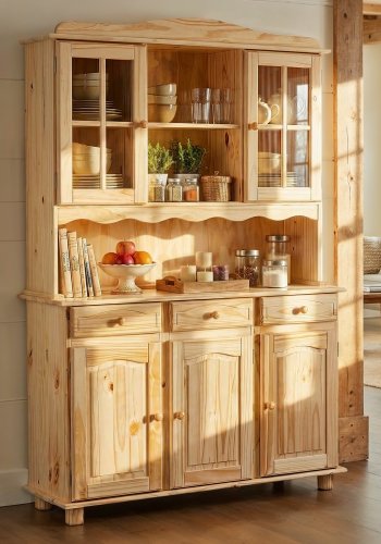 NORDIC LIVING COLLECTION Toscana vitrineskap med 3 skuffer og 5 hyller bak 5 d�rer