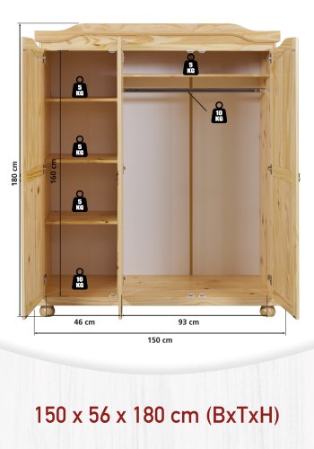 NORDIC LIVING COLLECTION Tr�dg�rdssk�p Bern 3-d�rrars naturfuru massivt tr�