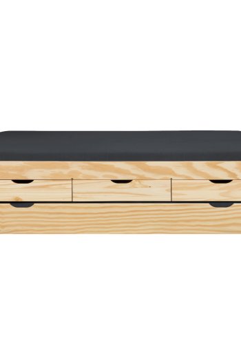 NORDIC LIVING COLLECTION Marinella funktionss&auml;ng 90x200 tillverkad av massivt tr&auml; i naturlack med 3 l�dor och extra sovyta inklusive ribbotten