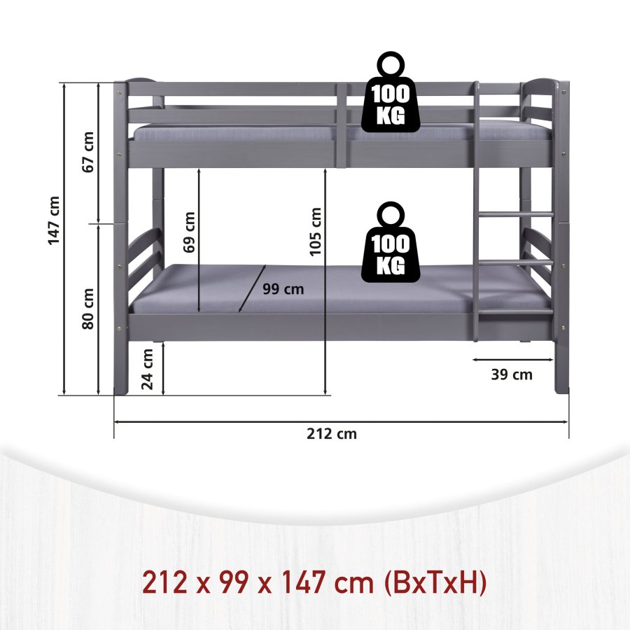 NORDIC LIVING COLLECTION LAVIUS v�ningss&auml;ng 90x200 tillverkad av massivt tr&auml; inklusive ribbotten, kan delas till 2 enkels&auml;ngar
