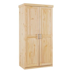 NORDIC LIVING COLLECTION Leon 2-d�rs skap i heltre furu med 1 stort rom med klesstang, 1 hattehylle og PVC-h�ndtak