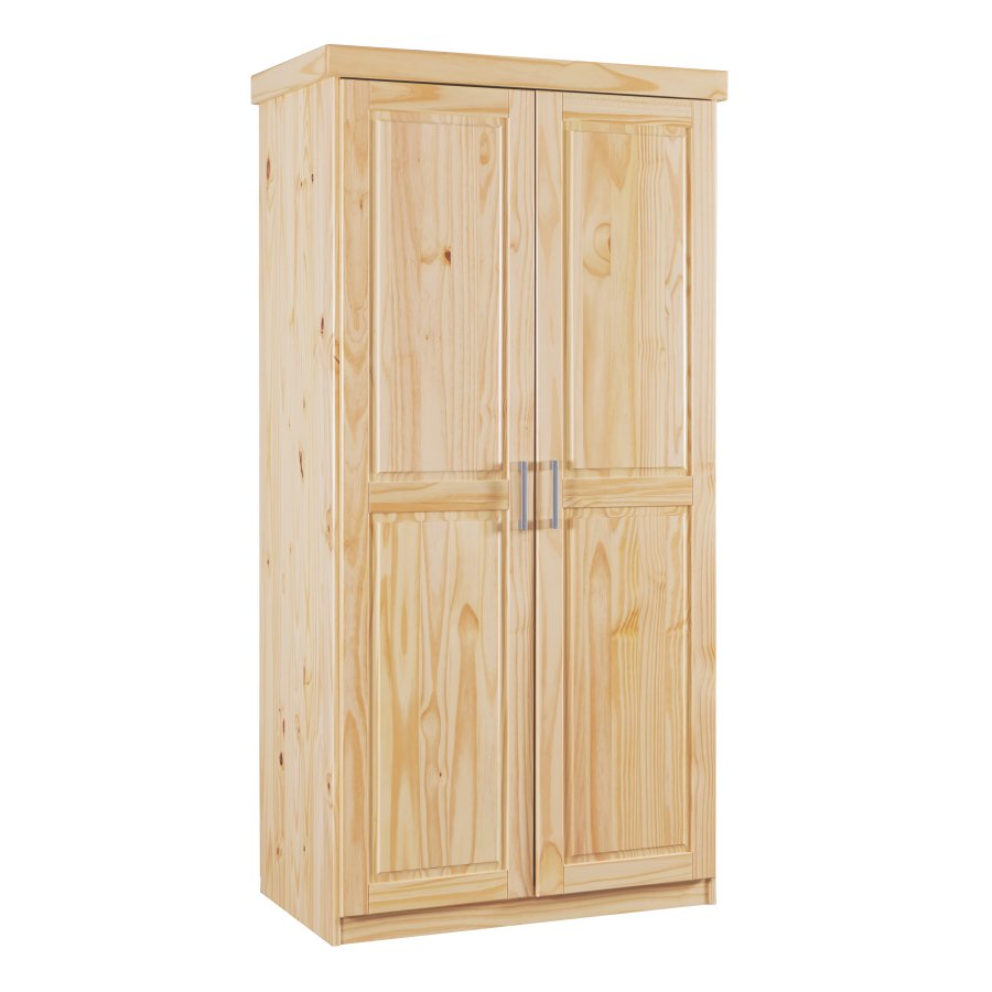 NORDIC LIVING COLLECTION Leon sk�p med 2 d�rrar i massiv furu med 1 stort fack med kl�dst�ng, 1 hatthylla och PVC-handtag