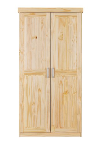 NORDIC LIVING COLLECTION Leon sk�p med 2 d�rrar i massiv furu med 1 stort fack med kl�dst�ng, 1 hatthylla och PVC-handtag