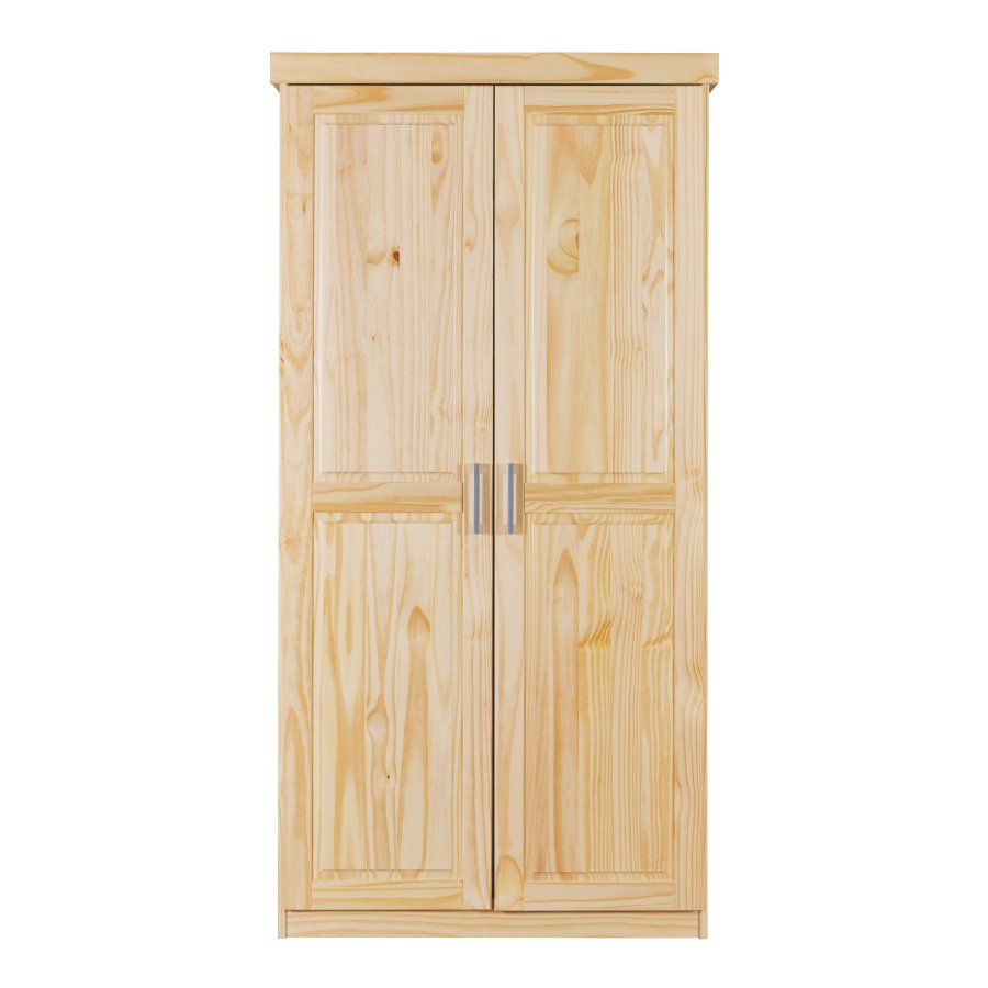 NORDIC LIVING COLLECTION Leon sk�p med 2 d�rrar i massiv furu med 1 stort fack med kl�dst�ng, 1 hatthylla och PVC-handtag