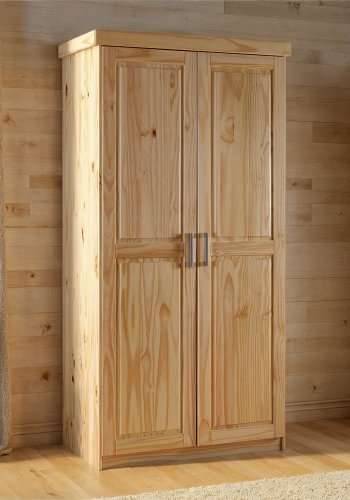 NORDIC LIVING COLLECTION Leon sk�p med 2 d�rrar i massiv furu med 1 stort fack med kl�dst�ng, 1 hatthylla och PVC-handtag