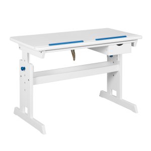 NORDIC LIVING COLLECTION Skrivbord i massiv furu, Baru, rosa/vit, h&ouml;jdjusterbart med tippbart hyllplan, bokhylla och en l�da