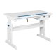NORDIC LIVING COLLECTION Skrivbord i massiv furu, Baru, rosa/vit, h&ouml;jdjusterbart med tippbart hyllplan, bokhylla och en l�da