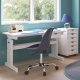 NORDIC LIVING COLLECTION Skrivbord i massiv furu, Baru, rosa/vit, h&ouml;jdjusterbart med tippbart hyllplan, bokhylla och en l�da
