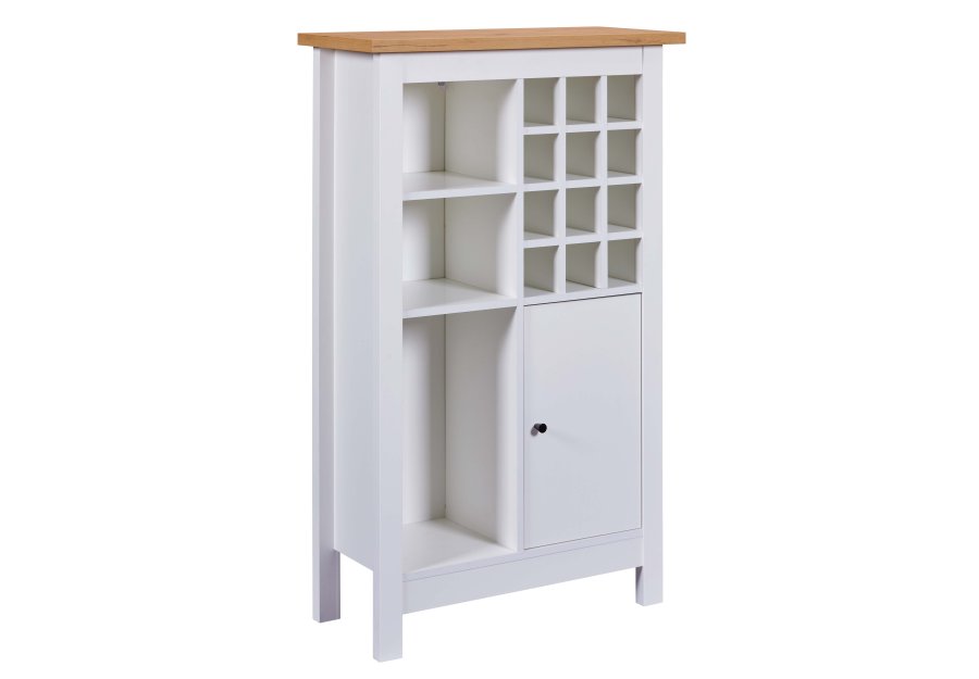 NORDIC LIVING COLLECTION Julina vinsk�p i vitt med 1 d&ouml;rr, 3 stora fack och 12 sm� fack, perfekt f&ouml;r vin&auml;lskare