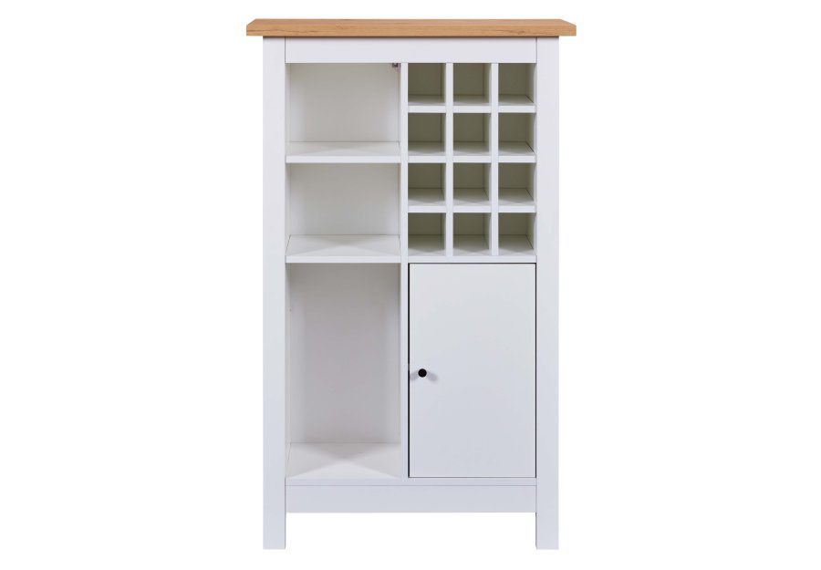 NORDIC LIVING COLLECTION Julina vinsk�p i vitt med 1 d&ouml;rr, 3 stora fack och 12 sm� fack, perfekt f&ouml;r vin&auml;lskare