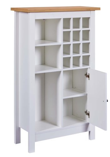 NORDIC LIVING COLLECTION Julina vinsk�p i vitt med 1 d�rr, 3 stora fack och 12 sm� fack, perfekt f�r vin�lskare