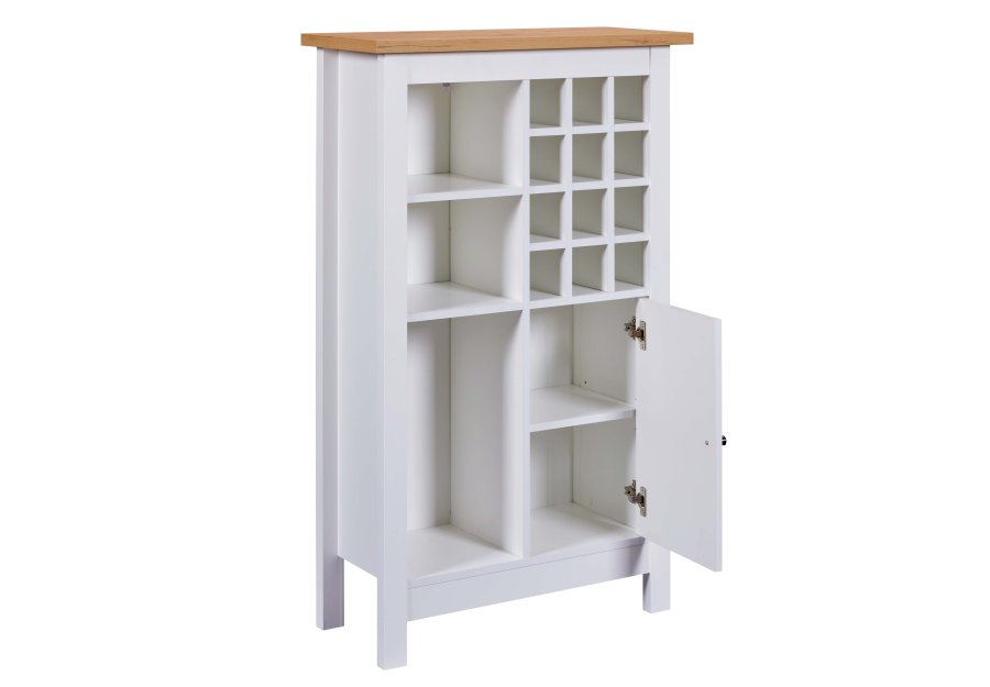 NORDIC LIVING COLLECTION Julina vinsk�p i vitt med 1 d&ouml;rr, 3 stora fack och 12 sm� fack, perfekt f&ouml;r vin&auml;lskare