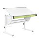 NORDIC LIVING COLLECTION Matts 3-i-1-skrivbord, vitt/gr&ouml;nt/rosa, T&Uuml;V-certifierat, h&ouml;jdjusterbart med tippbart hyllplan och skolv&auml;skshylla