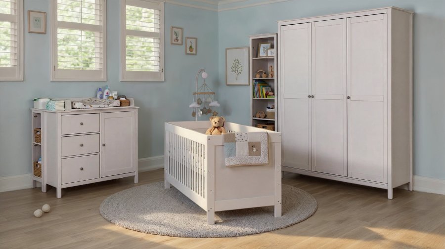 NORDIC LIVING COLLECTION Massiv furuhylle og stellebord fra Chilly Home/Landliv i hvitt. Totalm�l (B x D x H) ca.: 32 x 42,5 x 96 cm