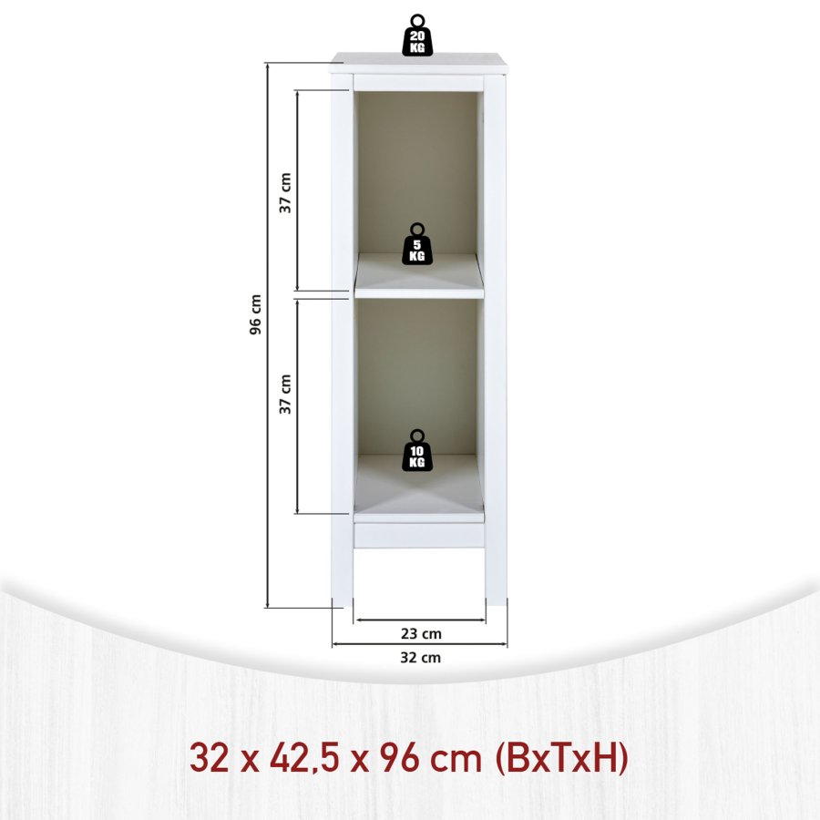 NORDIC LIVING COLLECTION Massiv furuhylle og stellebord fra Chilly Home/Landliv i hvitt. Totalm�l (B x D x H) ca.: 32 x 42,5 x 96 cm