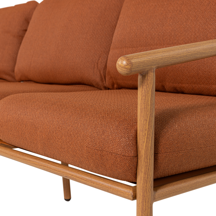 WOOOD Cavero tr&auml;dg�rdssoffa 3-sits aluminium Terra/Natur