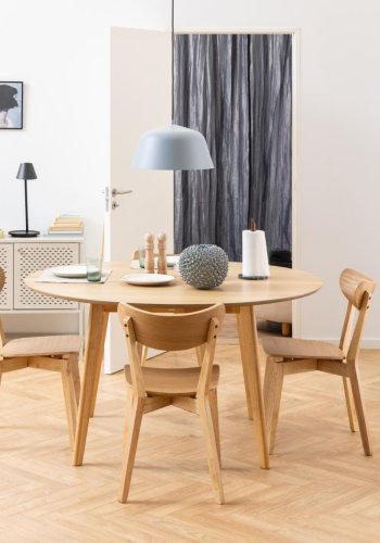 ACT NORDIC Roxby spisebord, rund - natur egefiner og gummitr (140)