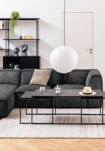 ACT NORDIC Infinity sofabord - sort Izmir melaminmarmor og sort metal (st af 3)