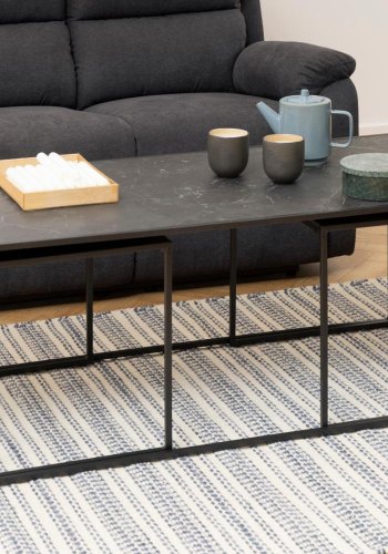 ACT NORDIC Infinity sofabord - sort Izmir melaminmarmor og sort metal (st af 3)