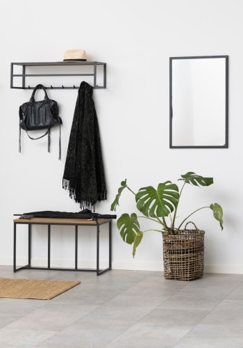 ACT NORDIC Seaford knagerkke, m. 7 knager og hylde - natur vild eg papir og sort metal 