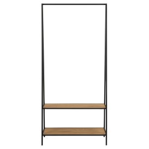 ACT NORDIC Seaford garderobestativ, m. bjlestang og 2 hylder - natur vild eg papir og sort metal