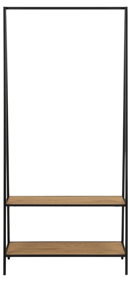 ACT NORDIC Seaford garderobestativ, m. bjlestang og 2 hylder - natur vild eg papir og sort metal