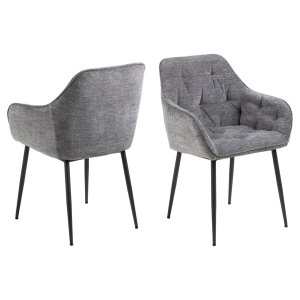 ACT NORDIC Brooke spisebordsstol, m. armln - antracitgr polyester og sort metal