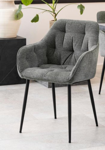 ACT NORDIC Brooke spisebordsstol, m. armln - antracitgr polyester og sort metal