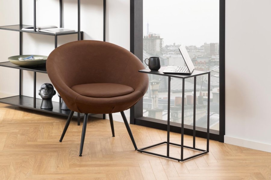 ACT NORDIC Infinity hjrnebord, rektangulr - sort marmor melamin og sort metal (43x35)